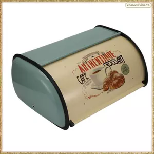 Thùng đựng bánh mì cổ điển Rollup Top Màu xanh nhạt Bột nhỏ tráng bánh mì sắt Hộp đựng đồ ăn nhẹ Hộp đựng thực phẩm để trang trí nhà bếp