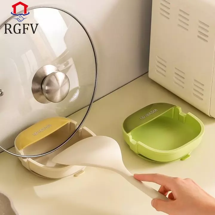 Giá đỡ nắp nồi nhà bếp bằng silicon RGFV, Giá đỡ thìa đựng cốc hút chịu nhiệt, tiện ích nhà bếp Giá treo cách nhiệt Vỏ nồi chống trượt Kệ thoát nước Đồ dùng nhà bếp