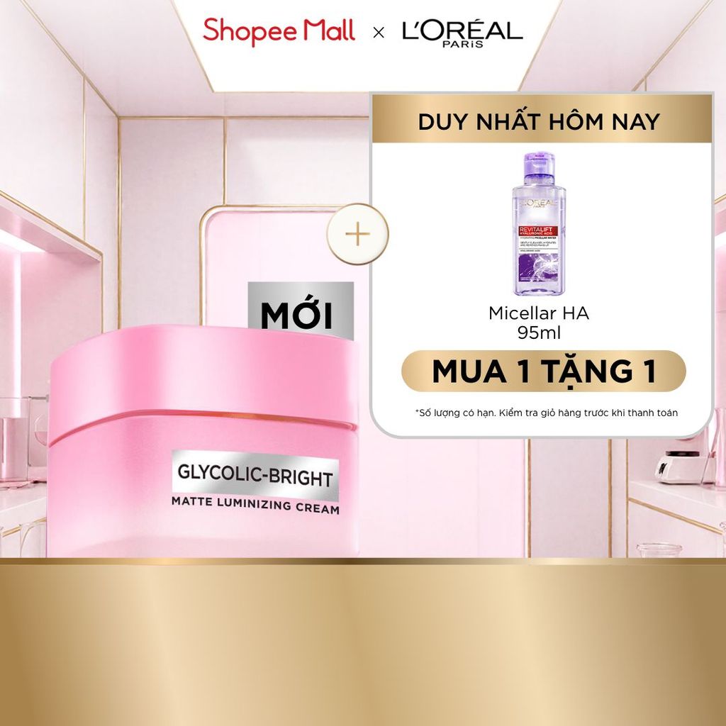 Kem Dưỡng Sáng Da Đột Phá [MelasylTM] Làm Mờ Thâm Nám Glycolic-Bright Matte Luminizing Cream L’Oréal Paris 50ml