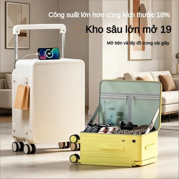 Valy mở nắp bên hông Vali du lịch vali kéo rộng bánh xe xoay 360 độ 24inch Vali du lịch đựng được nhiều đa năng mở 1:9