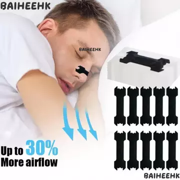 BAIHEIH 30 Miếng dán mũi chống ngáy, Hỗ trợ giấc ngủ không xâm lấn Decive Dải mũi đen, Ngủ ngon hơn Hơi thở dễ dàng hơn Giảm tắc nghẽn mũi Dải cực mạnh