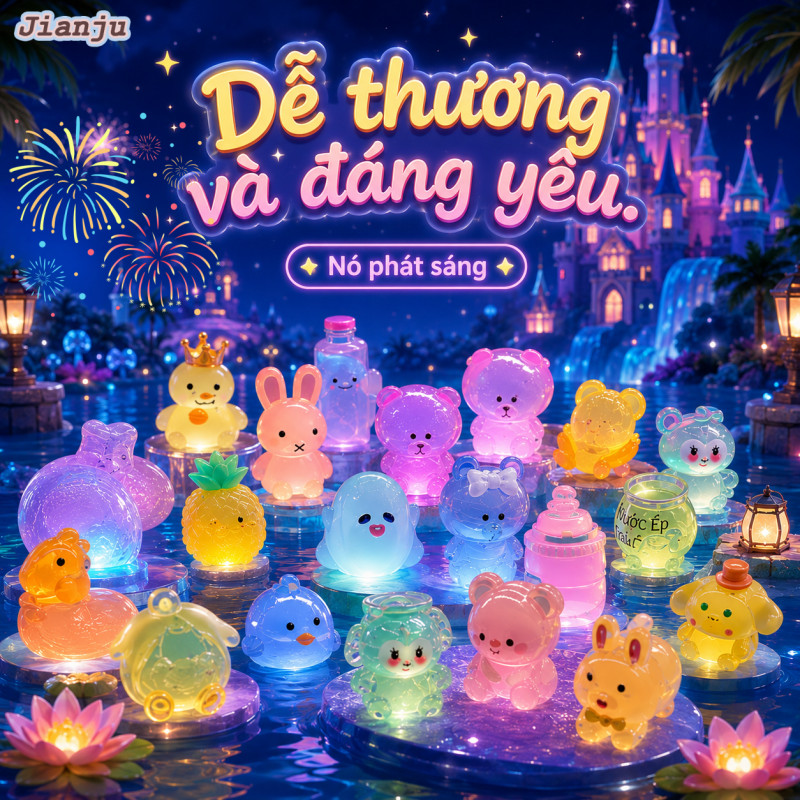 Combo 100 Túi Mù Mini Dạ Quang Phát Sáng Hình Con Vật Dễ Thương Ngẫu Nhiên Đồ Chơi Trang Trí Cho Bé