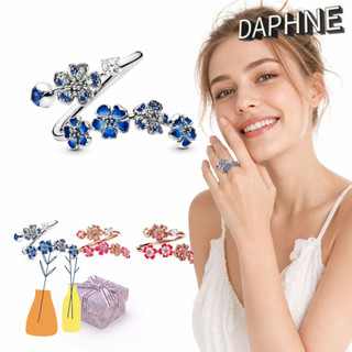 DAPHS Nữ Nhẫn Hoa Đào, Nhẫn Hoa Anh Đào Mạ Vàng Hoa Hồng Mở Có Thể Điều Chỉnh, Ánh Sáng Pha Lê Nhẹ Thời Trang Đá Quý Mạ Đá Quý Tôn Nhẫn Hộp Đính Hôn Cưới