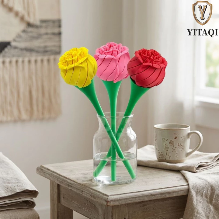 YITAQI Xoay được Fidget Rose Trang trí, Hoa hồng xoắn in 3D lãng mạn biến dạng, Món quà mới lạ độc đáo Cầm tay Hoa nở hoa Fidget Hoa hồng giác quan Quà tặng Valentine