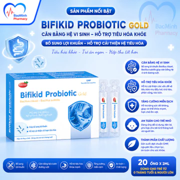 Men Vi Sinh Cho Bé Eurovit Bifikid Probiotic Gold | Giảm Rối Loạn Tiêu Hóa, Cân Bằng Hệ Vi Sinh Đường Ruột | Hộp 20 Ống