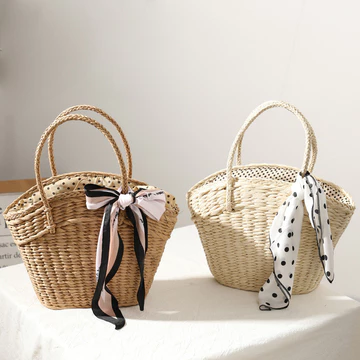 Women's Korean-Style Woven Straw Bag – for the Beach, Beige