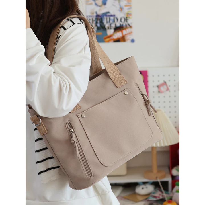 Women's Minimalist Canvas Tote Bag – Large, for Work – 4