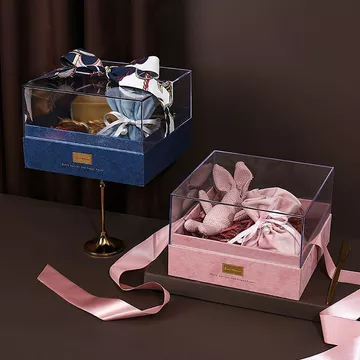 新品/透明亚克力礼盒空盒子结婚伴娘伴手礼盒生日礼物盒节日回礼包装盒9.16 Sản phẩm mới/Hộp quà acrylic trong suốt, hộp trống, hộp quà cưới, hộp quà phù dâu, hộp quà sinh nhật, hộp quà tặng ngày lễ, hộp đóng gói quà tặng 9.16