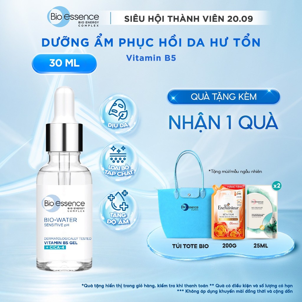 Tinh chất serum dưỡng ẩm, phục hồi chuyên sâu cho da Bio-essence Bio gel Vitamin B5 Cica-4 30ml