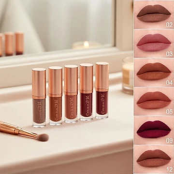 CmaaDu Bộ 6 son tint lì nhung 02 03 04 05 09 12 chống nước, lâu trôi, kem môi mịn, không dính, lên màu chuẩn, son nude lì trang điểm