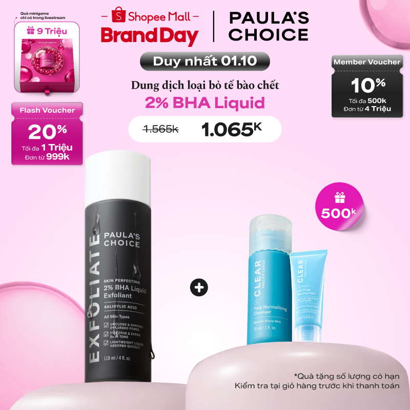 Dung dịch loại bỏ tế bào chết giảm mụn Paula's Choice Skin Perfecting 2% BHA Liquid Exfoliant 2010