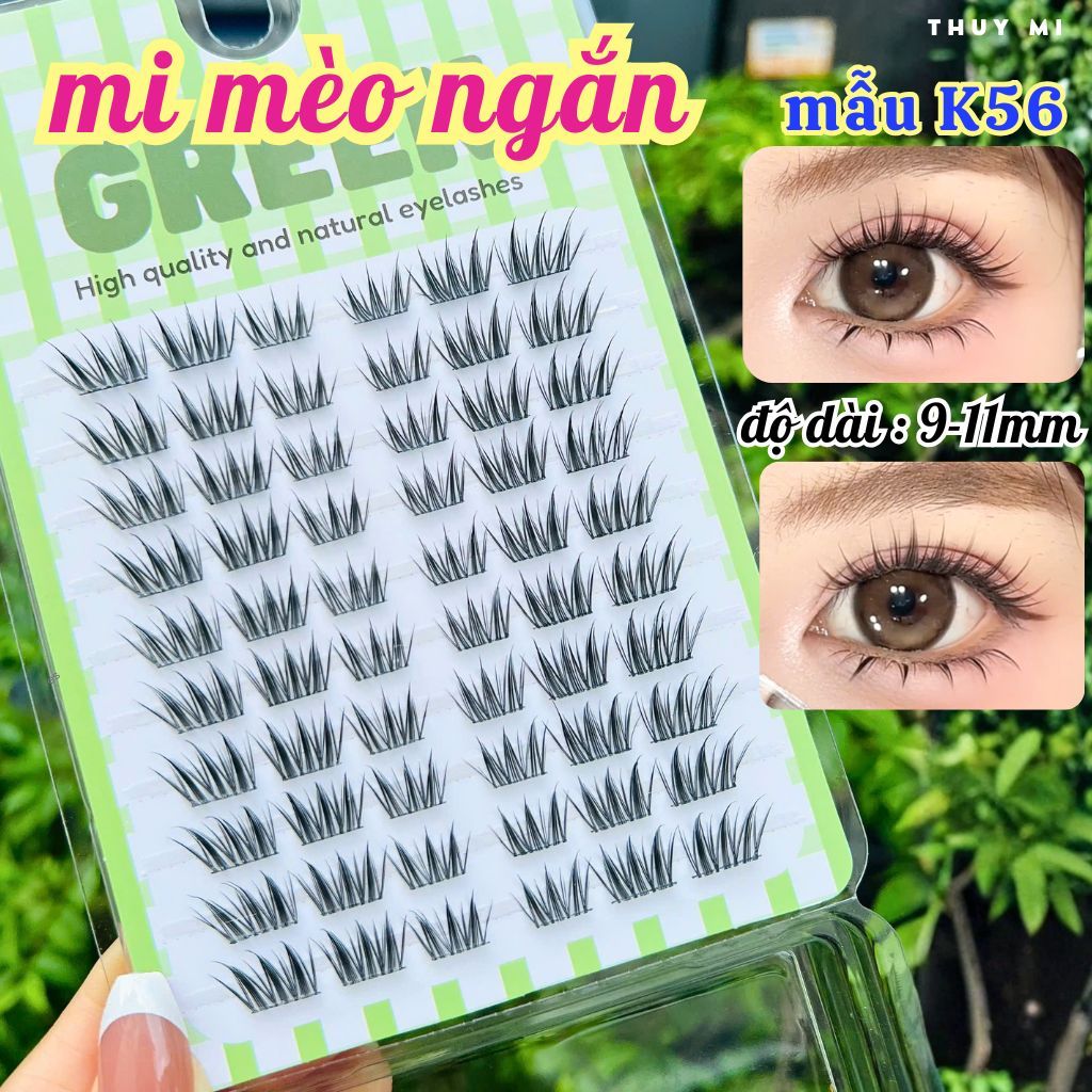 Mi Giả Mèo Ngẵn K56 Dài Về Đuôi Mắt Độ Dài 9-11mm GREEN Thủy Mi