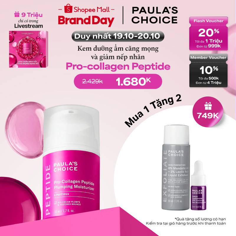 Kem dưỡng ẩm căng mọng và giảm nếp nhăn Paula's Choice Pro-Collagen Peptide Plumping Moisturizer 50ml 1510