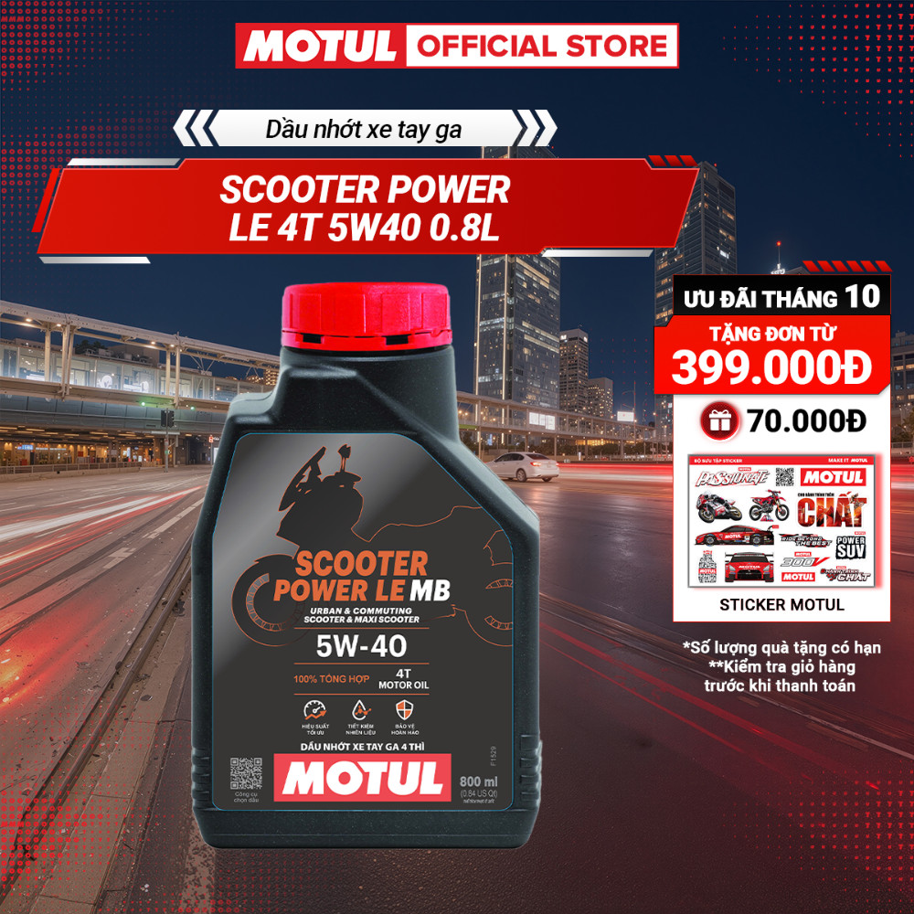 Dầu nhớt xe tay ga Motul Scooter Power LE 4T 5W40 dung tích 0.8L