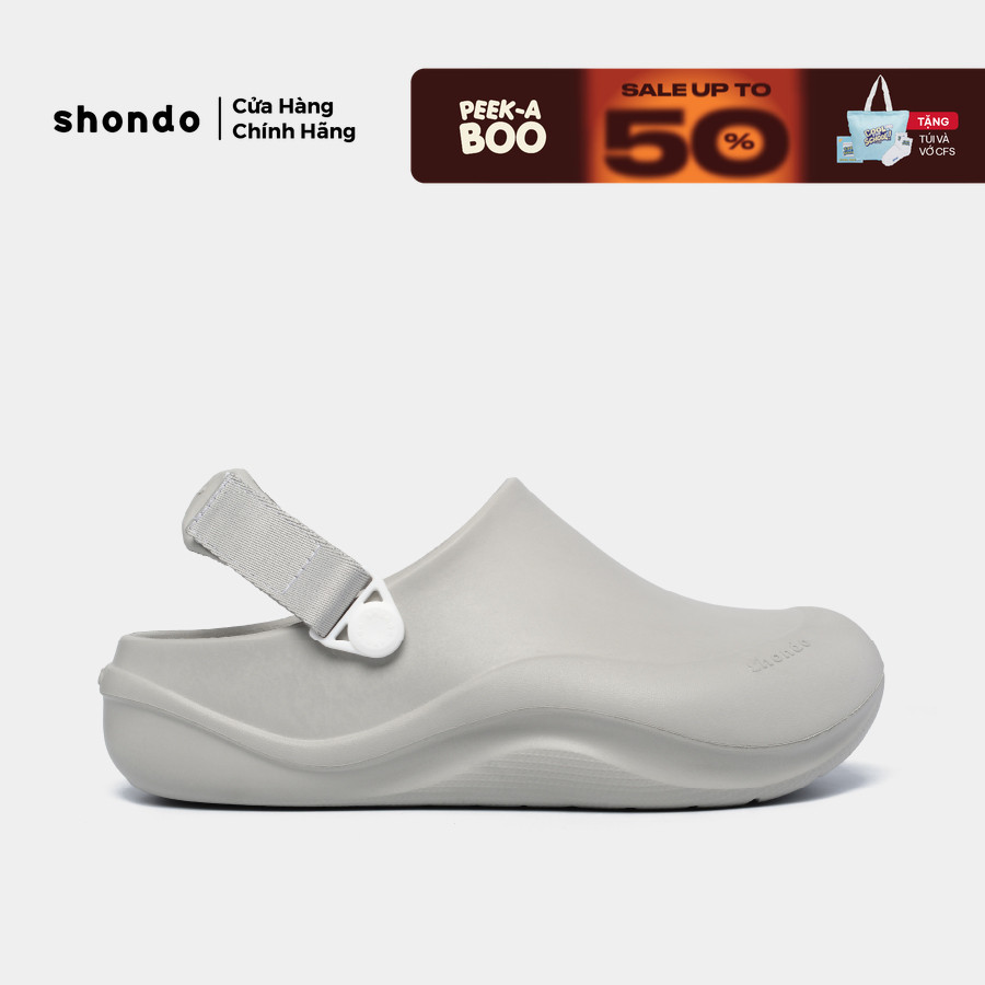 Dép Sục Unisex Shondo Clog Suke Nhựa Đúc Đế Cao 4cm Hack Dáng Màu Xám SUK2222