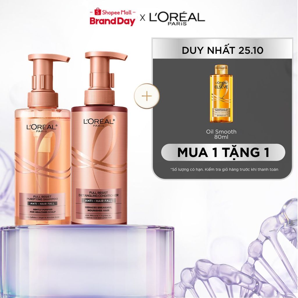 Bộ đôi dầu gội xả ngăn ngừa & giảm gãy rụng tóc, giúp tóc chắc khỏe hơn L’oreal Paris Elseve Full Resist 440ml