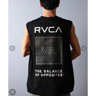Áo thun không tay rộngRVCA, 100% cotton chất lượng cao, thiết kế logo trước và sau