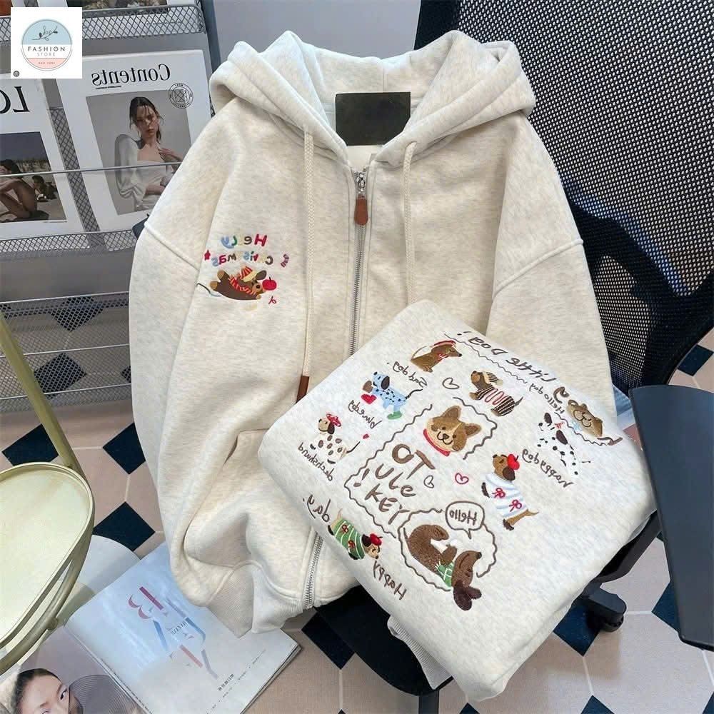 Áo khoác nỉ mũ 2 lớp unisex dài tay, phong cách thoải mái cho mùa đông ấm áp nam nữ mặc đẹp-quânaounisex