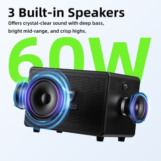 Loa di động GOOJODOQ Bluetooth 5.3, Âm thanh nổi 4 kênh, Âm trầm 60W, Pin 6000mAh, 2 Micro miễn phí