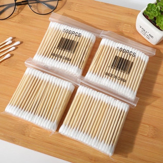Bịch 100 tăm bông 2 đầu, thân gỗ - nhỏ gọn, tiện dụng
