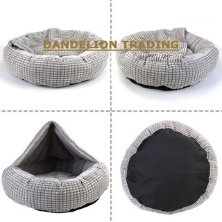 [DELION] Giường cho chó có mũ trùm đầu lông tơ chỉnh hình bánh rán tròn cho thú cưng Cuddler Giường làm dịu lo âu có thể giặt được Mềm mại chống trượt Hang mèo