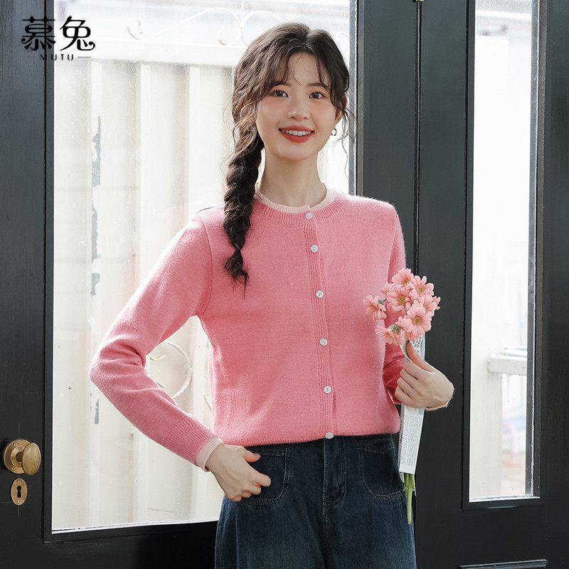 Cardigan nữ màu xám dệt kim, thiết kế lười, phù hợp làm áo len ngoài