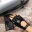 Găng tay ngón JVSUB, Găng tay da PU chống thấm nước phong cách ngắn, Khóa vuông Gothic Thiết kế Punk Găng tay đi xe đạp khiêu vũ