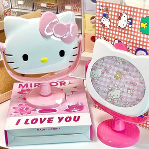 Gương Trang Điểm Để Bàn Mèo Hello Kitty Dễ Thương, Gương Xoay 2 Mặt Makeup Mini Cho Bé Gái, Bạn Nữ