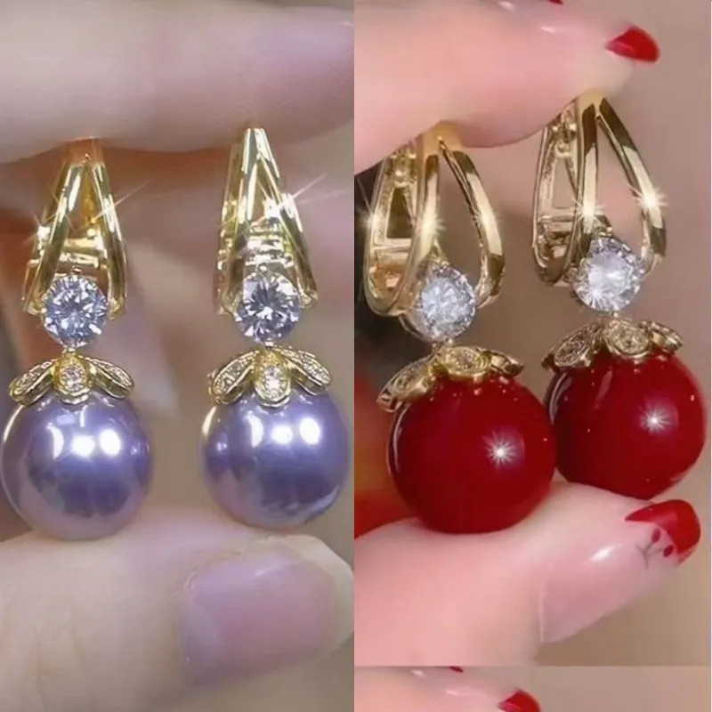 Bông tai ngọc trai đỏ đính kim cương - Phong cách sang trọng và thanh lịch cho mọi dịp