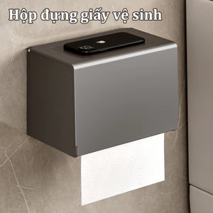 Hộp đựng giấy vệ sinh, dán tường, chất liệu Nhôm hàng không cao cấp, chịu tải 15kg, không gỉ, set không khoan tường