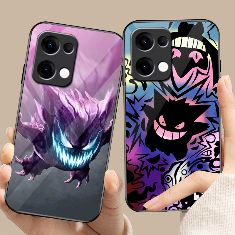 Ốp Điện Thoại Kính pokemon gengar 09 Cho Oppo A54 A74 4G A79 5G A94 A3X Reno 11 12 13 11F 12F 13F 10 8 Cover