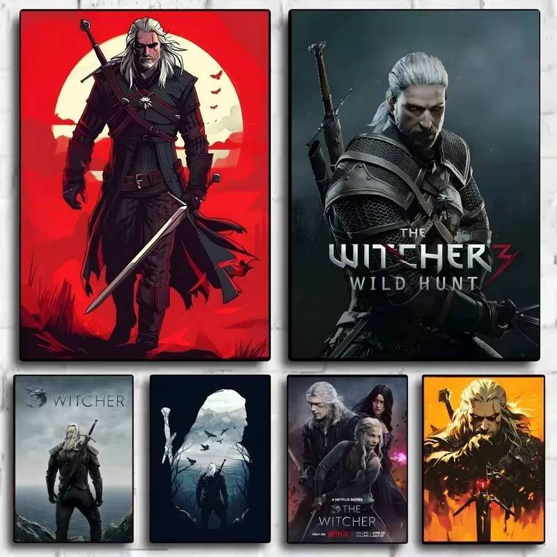 2025 The W-Witcher 3 Wild Hunt Game Poster HD nghệ thuật canvas tranh nhà phòng khách thanh trang trí