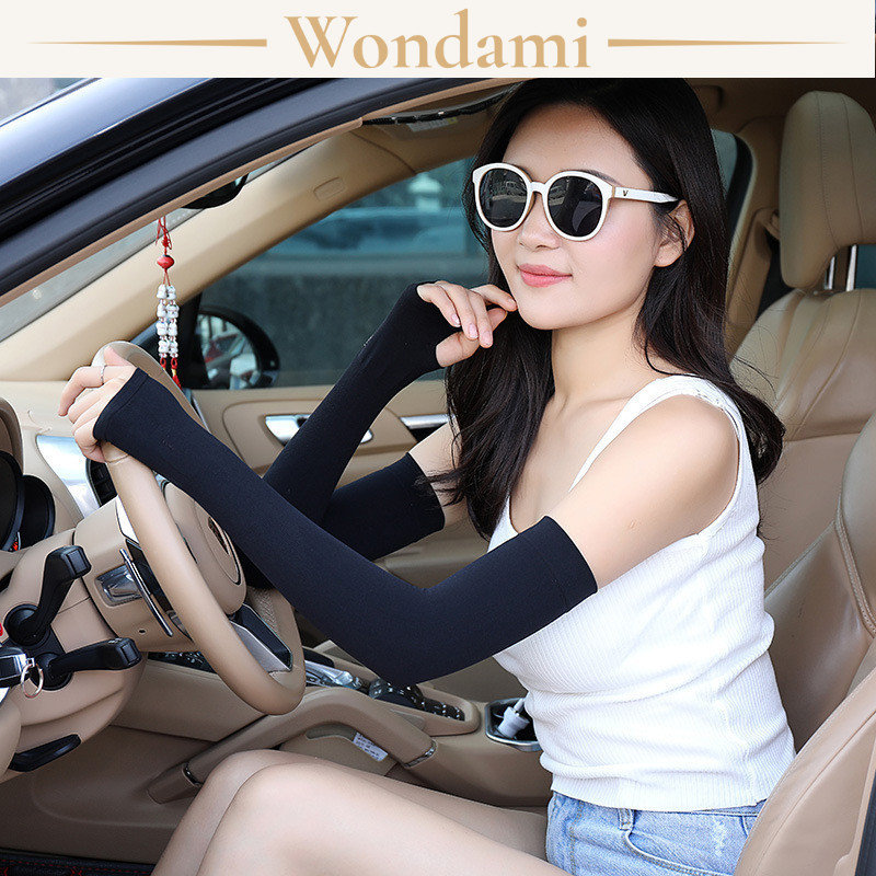 [1 Cặp] Găng Tay Chống Nắng Xỏ Ngón Thun Lạnh Chống UV Ống Tay Hở Ngón Đi Xe Máy