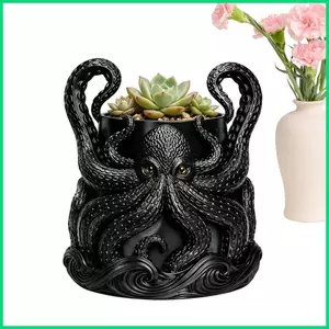 Chậu cây độc đáo Chậu hoa hải lý có thoát nước Chậu trồng Kraken in 3D có khay cho văn phòng tại nhà Windowsill jiwvn