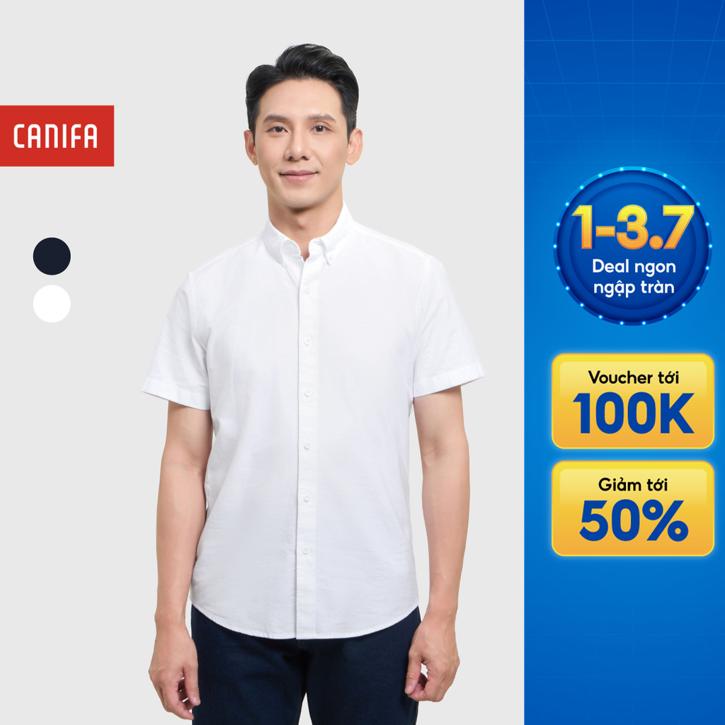 Áo Sơ mi nam CANIFA ngắn tay chất liệu thoáng mát công sở 8TH26S011