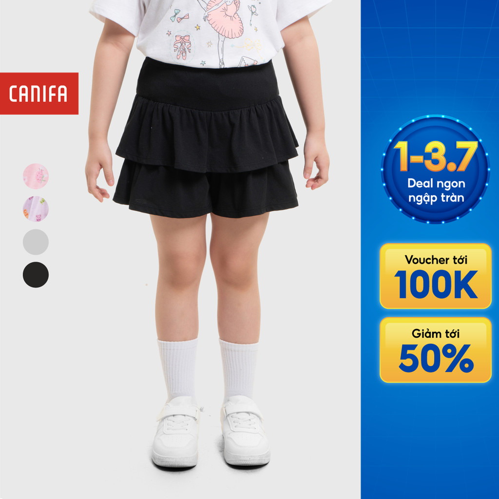 Quần váy bé gái CANIFA chất cotton USA thiết kế tầng bèo chuẩn mềm mịn OEKO-TEX 1BS26S008