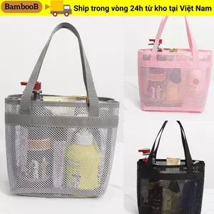 Túi lưới tắm BAMBOOB, túi vệ sinh cá nhân tái sử dụng nhiều ngăn, túi đựng mỹ phẩm du lịch tiện lợi