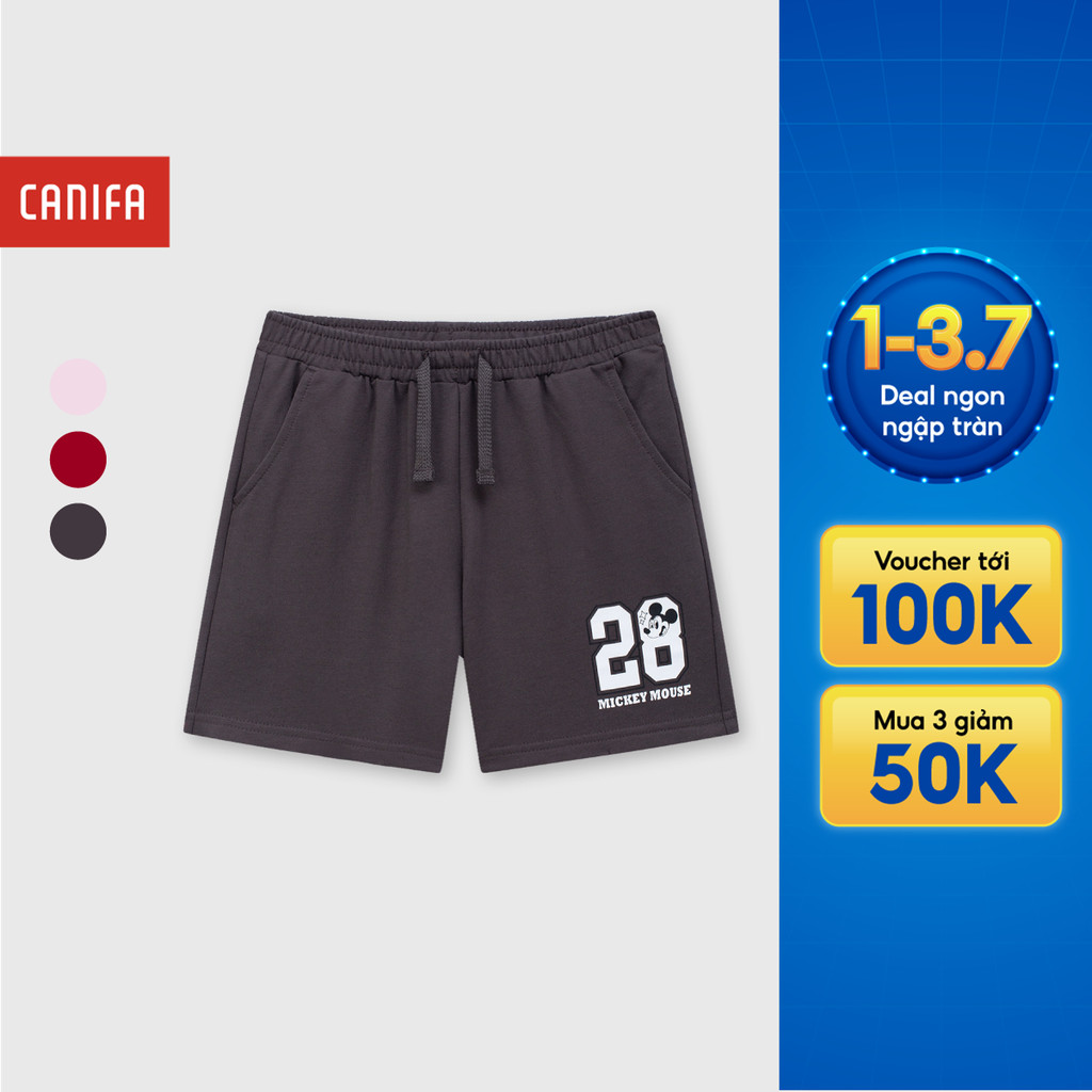 Quần short unisex trẻ em CANIFA ống suông chất cotton USA mềm mại thấm hút in họa tiết 3BS26S002