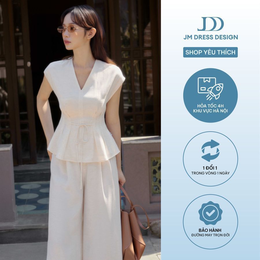 Set Áo Resort Tay Chờm Thân Xếp Ly 2R03.2603, Quần 2 Ly Bung 3R02.2603. Set Đồ Nữ Thanh Lịch, Outfit Resort, Đi Biển JM