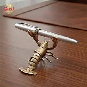 Hộp đựng bút tôm hùm bằng đồng cổ điển Trang trí trang trí bàn làm việc hình động vật sáng tạo cho văn phòng tại nhà Lưu trữ văn phòng phẩm [VN]
