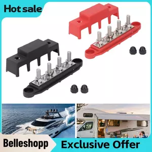 Belleshopp Belleshopp 2 Chiếc M8 250A Vít Nhà Ga Bus Thanh Khối Phân Phối Điện ABS Hợp Kim Kẽm DC 48V 4 Ô Tô