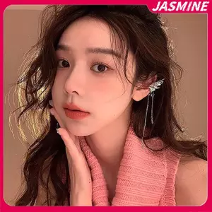 JASMINE 1 Đôi Cánh Thiên Thần Lỏng Kim Loại Bướm sel Tai Vòng Đeo Tai Không Xuyên Bông Tai Hợp Thời Trang Punk Thiết Kế Nữ Dài Tai Kẹp Trang Sức JASMINE