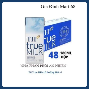 TH True Milk Có Đường 180ml Thùng 48 Hộp - Sữa Tươi Tiệt Trùng Date Mới