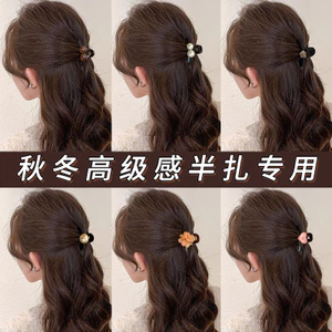Mùa Thu Đông Màu Cà Phê Nhỏ Lấy Kẹp Nữ Nửa Tie Tóc Lưng Đầu Tóc Bên Nổ Kẹp Tóc Cá Mập Kẹp Tóc Phụ Kiện Tóc TTO7
