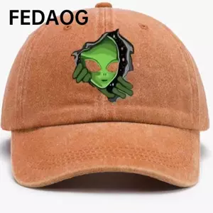 FEDAOG Vintage Washed Peaked Cap, Vintage Washed Alien In Hình Người Ngoài Hành Tinh Mũ Bóng Chày, Vintage Có Thể Điều Chỉnh Giả Cũ Unisex Thiết Kế Mũ Hip Hop Có Thể Điều Chỉnh Dành Cho Nam Nữ