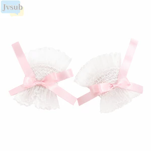 Tay áo cổ tay ren Nơ JVSUB, Vòng bít có thể tháo rời xếp ly Y2K, Vòng bít cổ tay ngọt ngào Tay áo giả chụp ảnh