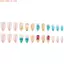 {WELV}24PCS Summer Press On Nails Shell Rhinestone Almond Tips Orange Sea Breezy