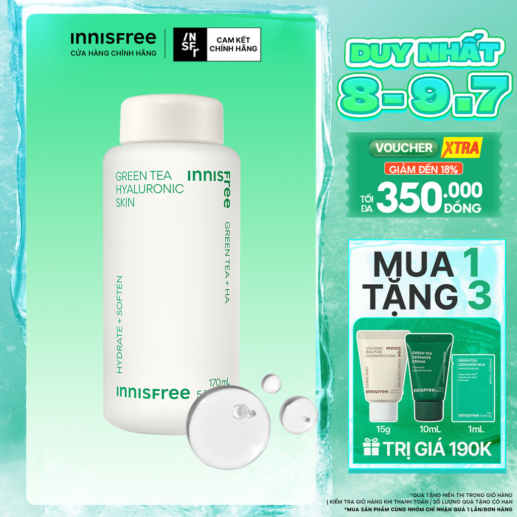 Nước cân bằng trà xanh INNISFREE Green Tea Hyaluronic Skin 170ml