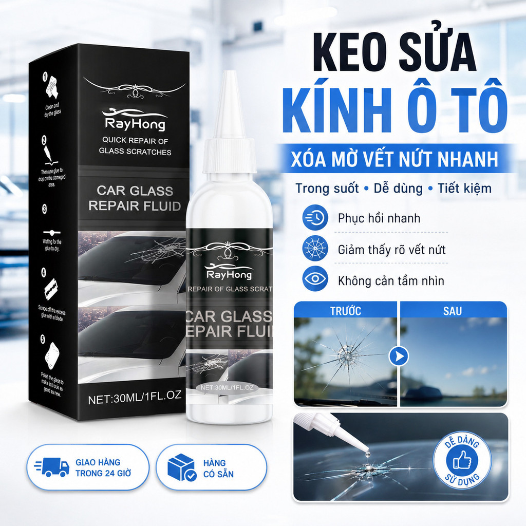 🔥Giá sốc🔥Keo sửa chữa kính / Keo sửa chữa kính ô tô / Dung dịch nano sửa chữa kính / Keo chăm sóc kính sửa chữa vết nứt nhanh/keo hàn kính ô tô nứt