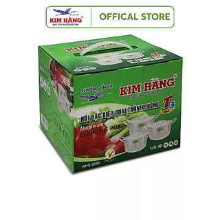 Bộ 3 Nồi Nhôm Kim Hằng ĐB quai tròn xi bóng T3 nhỏ KHG0333 (size 16-18-20cm)